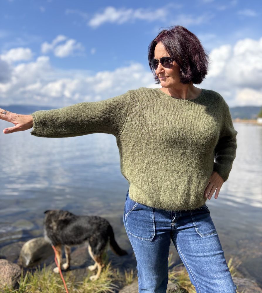 Varm genser m/mohair Grønn