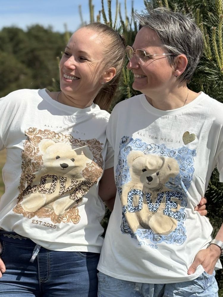 Dame T skjorte bamse beige