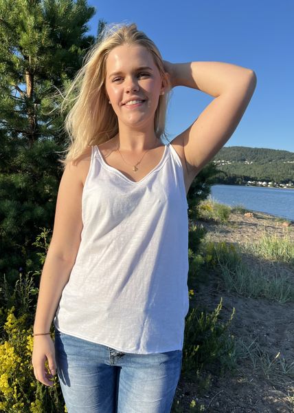 Heklet topp med singlet Hvit